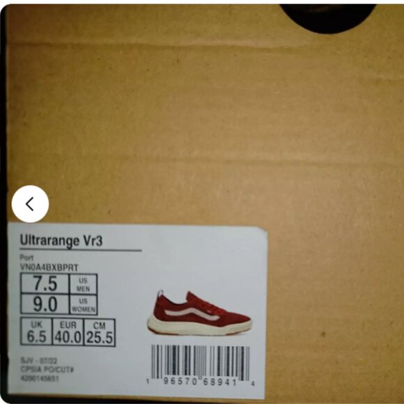 Vans Men's 7.5/Women's 9 UltraRange Vr3 Port Red White Mesh VN0A4BXBPRT - Picture 12 of 12